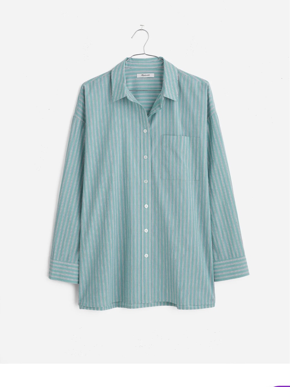 Madewell The Signature Poplin Oversized Shirt in Dusty Verdigris Small